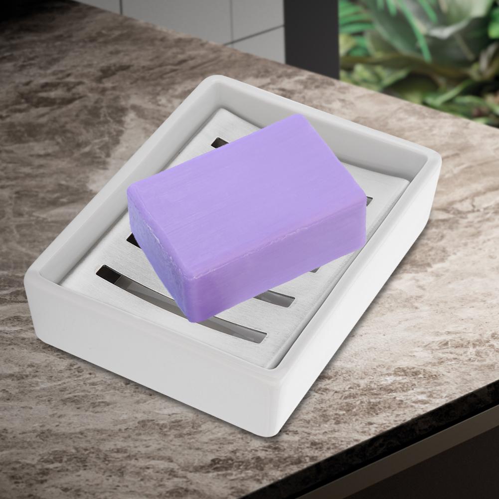 304 Stainless Steel Soap Case Holder Ceramic Soap Container for Bathroom Kitchen Use