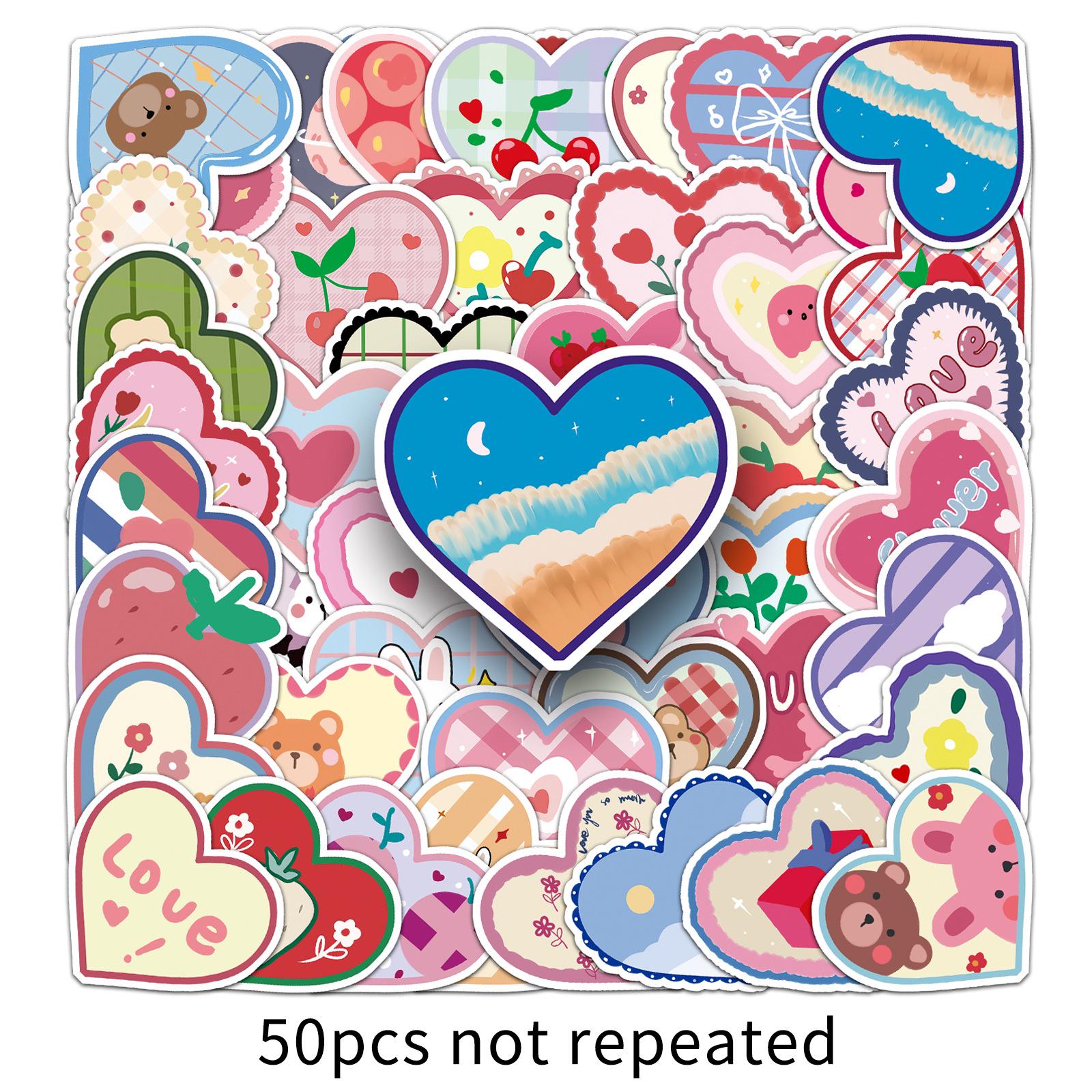 50 Heart Graffiti Stickers, INS Style, Waterproof, DIY Journaling, Guka Notebook Stickers