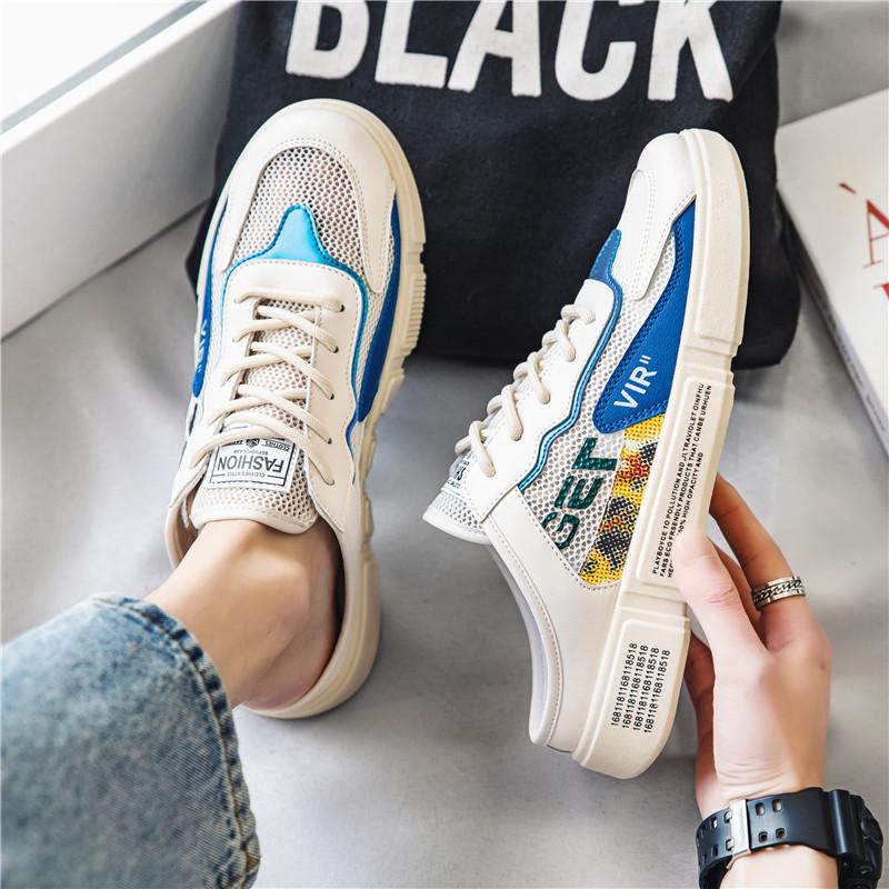 

Мужские туфли из парусины, дышащие, с одной педалью, для офиса, полутапочки, для вождения, повседневные, без каблука, тканевые туфли 39 хаки