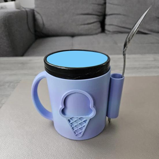 Suport pentru pintă de înghețată cu fantă pentru linguriță Mâneci izolate pentru pintă de înghețată Reutilizabil Multifuncțional Container de 16 oz Răcitor pentru băuturi răcoritoare cu cremă, cutii de bere