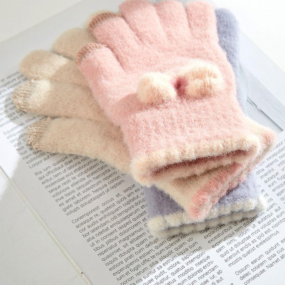 Wool Knitted Wool Mittens Touchscreen Full Finger Guantes Unisex Outdoor Cycling Gloves  Outdoors