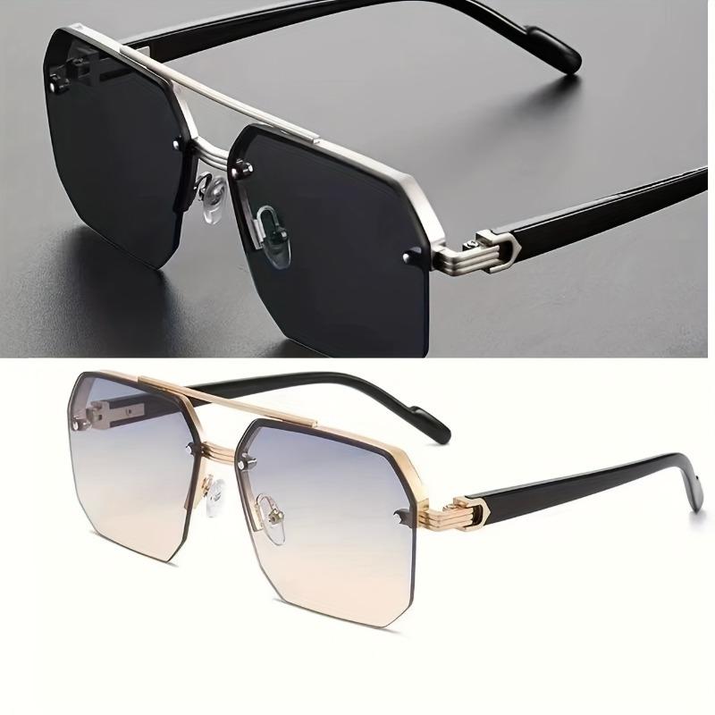 2 Pairs of New Half Frame Trimmed Glasses Suitable for Both Men and Women Square Shaped Regular Decorative Glasses
