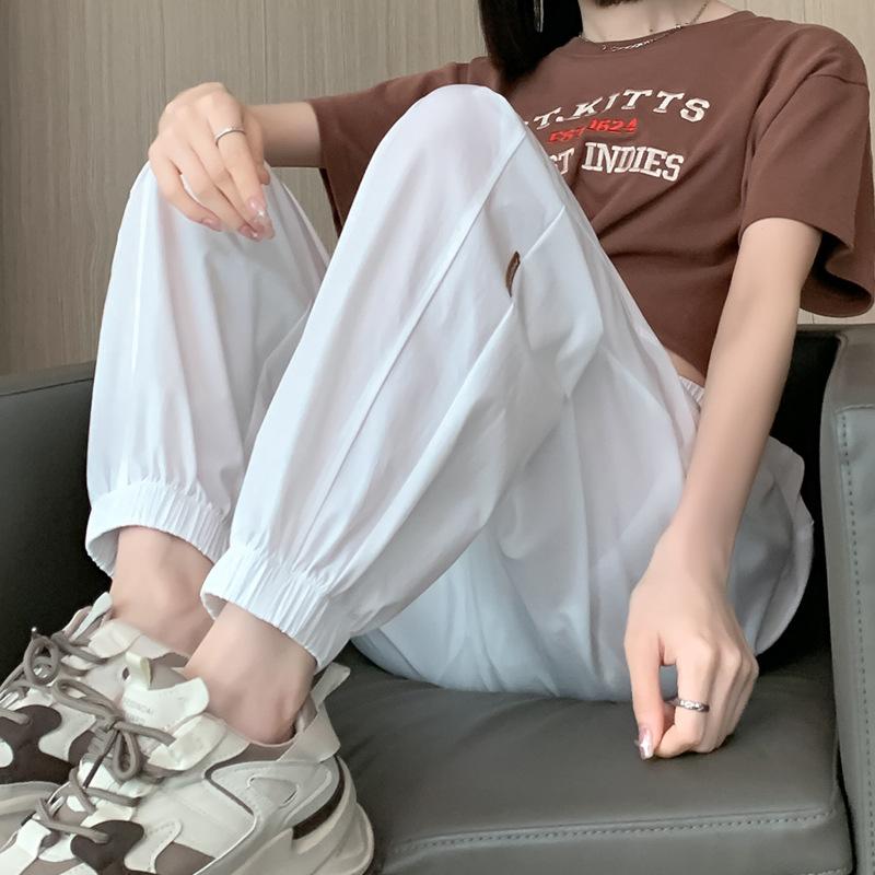 Summer Elastic Waist Quick-drying Casual Long Pants High Waist Thin Sunscreen Breathable Sweatpants