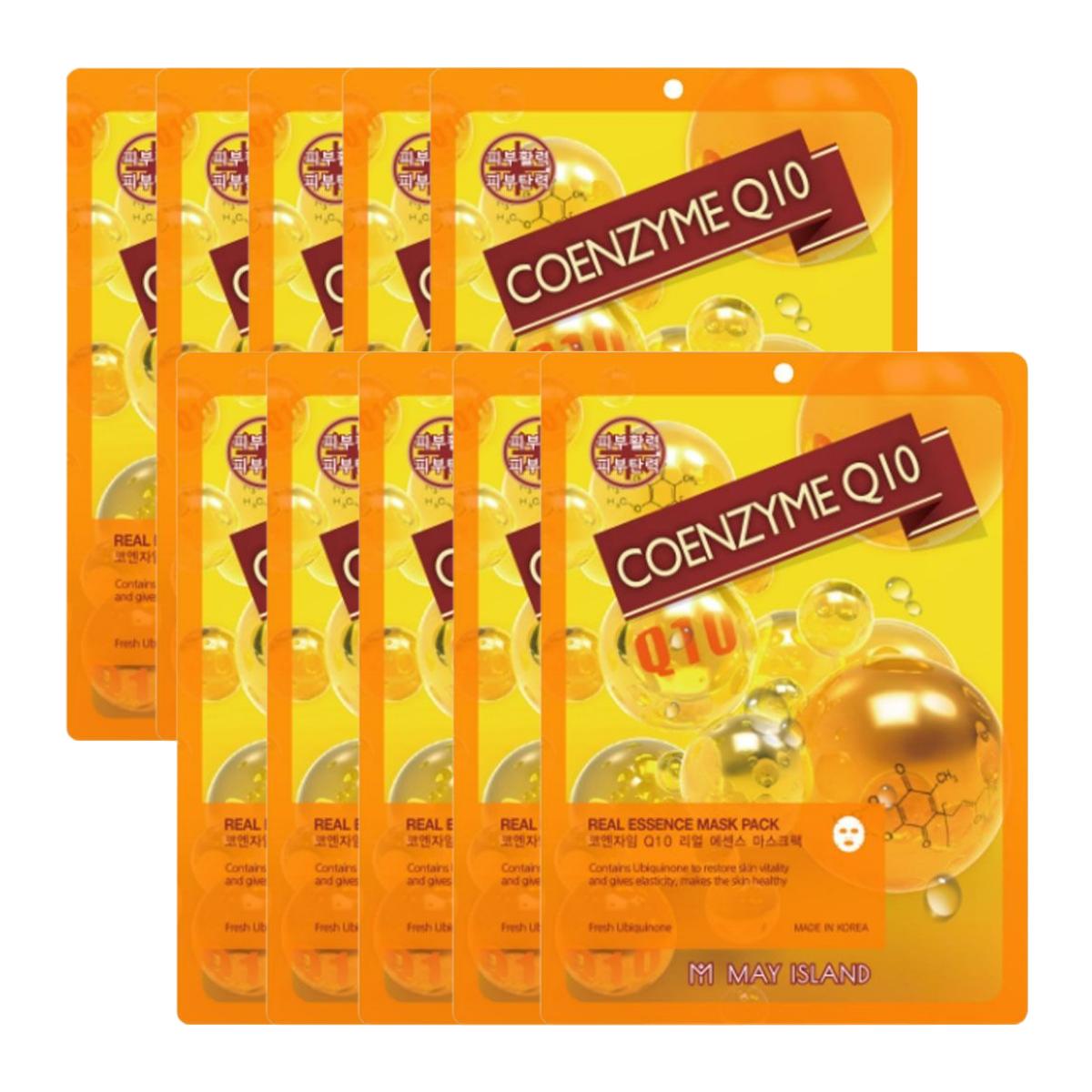 May Island Coenzyme Q10 Real Essence Mask Pack 25ml x 10ea Nourishing Firming Facial Sheet Mask