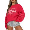 Women  Tops Women's Long Sleeve Sweatshirt Casual Crewneck Loose Fit Pollover Fleece Tops