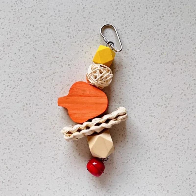 Bird Cage Toys for Parrots Wood Birds Swing Reliable Chewable Bite Bridge Parrot Toy Colorful Bird Chewing Toy Pet Supplies