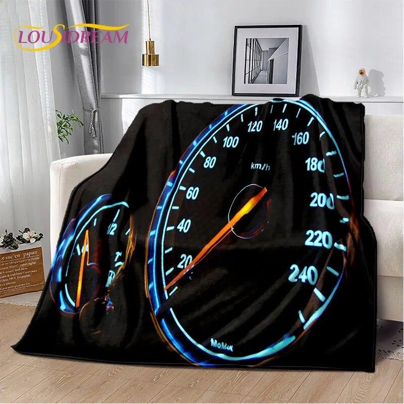 3D-Rennwagen-Armaturenbrett, weiche Plüsch-Steppdecke, Flanelldecke, Überwurfdecke für Wohnzimmer, Schlafzimmer, Bett, Sofa, Picknick-Abdeckung