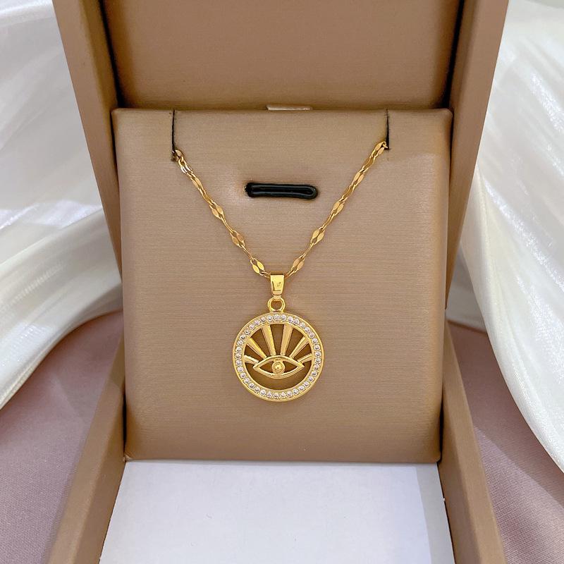 Titanium Steel Luxury Diamond Gold Micro-Inlaid Necklace for Women - Trendy Clavicle Chain