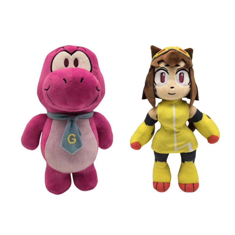 New Anime Gameoverse Plush Cute Game Completion Pink Dinosaur Grey Robot Stuffed Doll Toy Anime Merchandise Plush Toy Gifts