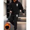 Men's Polyester Hoodie and Pants Set Soft Fleece Lined Warm Elastic Waist Fall Winter Casual Lounge Outfit