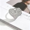 Yanbai Elegant Full Diamond Heart Sparkly Ear Clip - Light Luxury Versatile Fashion Earring for Women