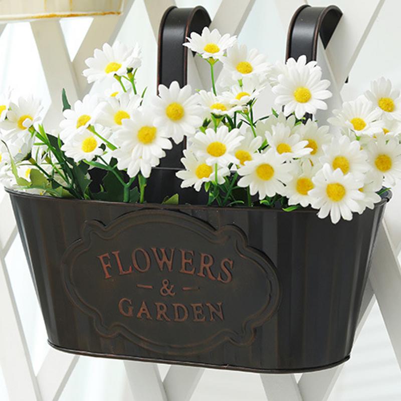 Deck Railing Planter Boxes Fence Planter for Outdoor Metal Hangable Flower Pots for Fence Garden Patio Window Houseplant Boxes