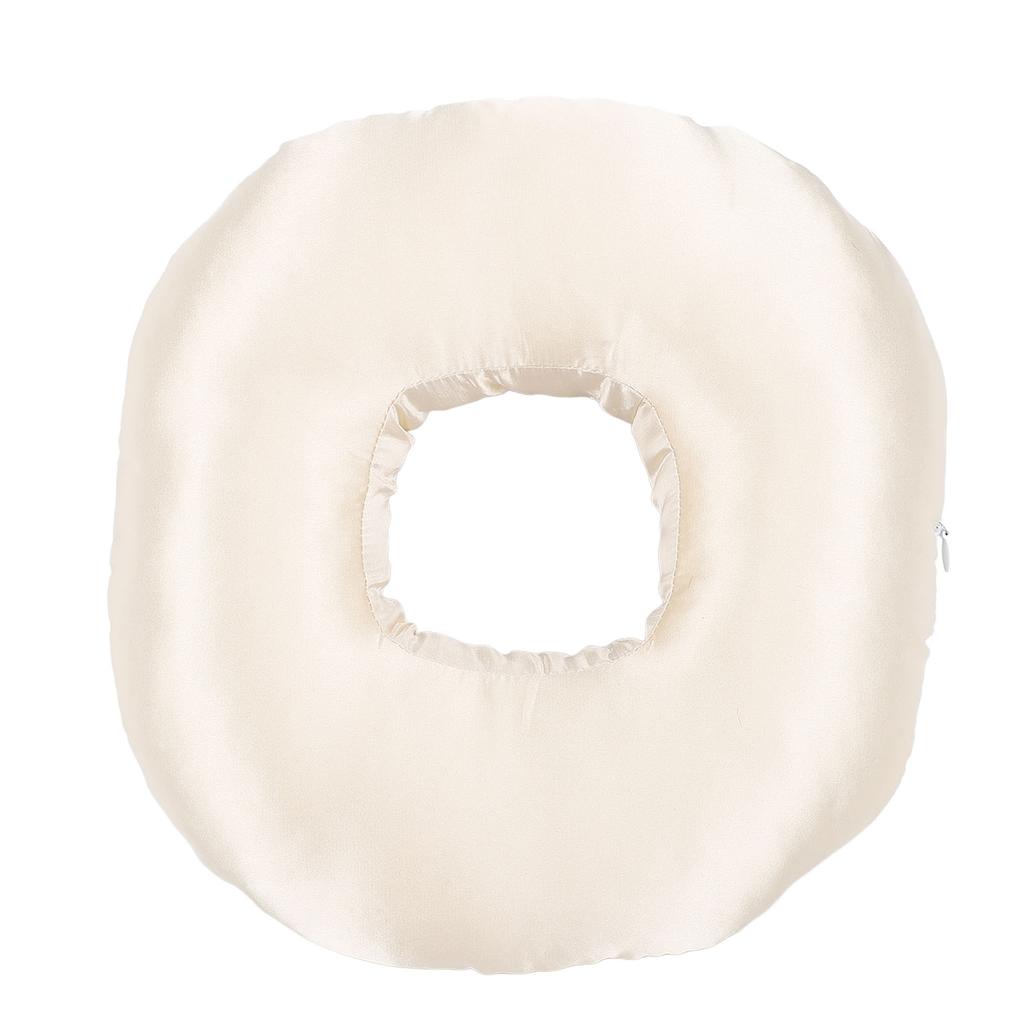 Silky Satin Ear Pillow Donut Pillow Ear Guard Pillow with Ear Hole for Side Sleepers with Earplug and Headphone
