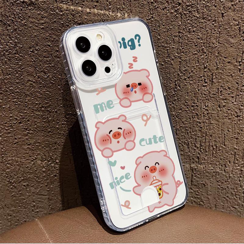 Card Slot Holder Silicone Wallet Pocket Case For Xiaomi Redmi Note 12 13 Honor Smart 90 Oppo A18 A38 A58 Samsung S23 S24 S25 Cover Clear Phone Bumper