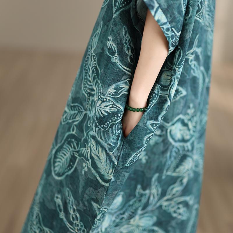 DIMANAF 2026 New Women Plus Size Summer Casual Long Dress Cotton Loose Oversize Maxi Print Floral Beach Sundress