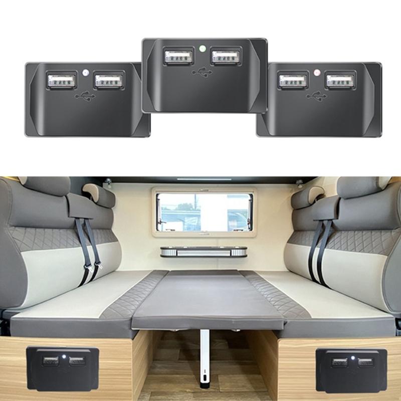 3.1A 12-24V Twin USB Port Fast Chargers Socket Power Outlet Panel for Car RVs