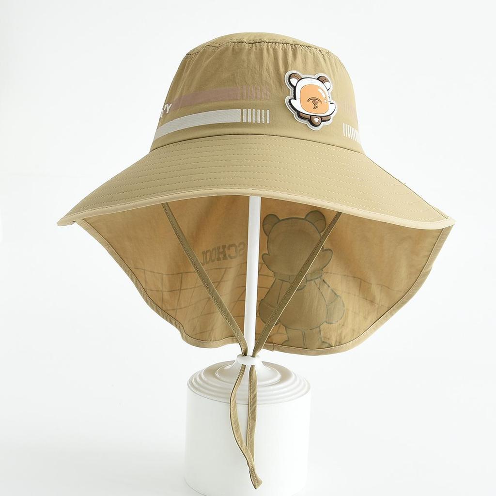 Children's Outdoor Sun Hat with Neck Protection, Windproof Wide-Brim Hat for Boys and Girls