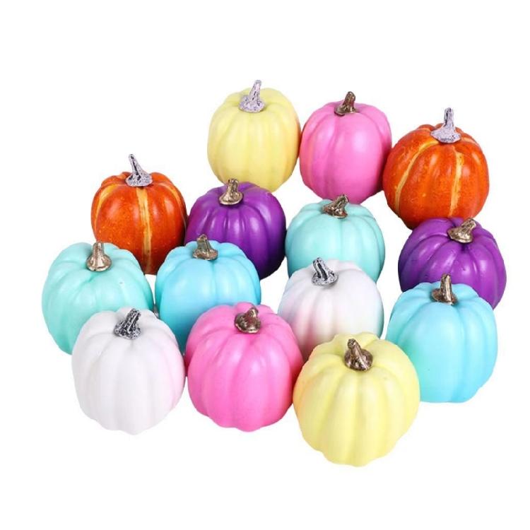 7pcs Foam Artificial Pumpkin Halloween Artificial Craft Colorful Pumpkin Garden Supply Desk Home Figures Decorations
