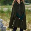 Gothic Open Front Hooded Cardigan Women Autumn Long Coat Solid Color Cloak Cape Winter Outdoor Jackets