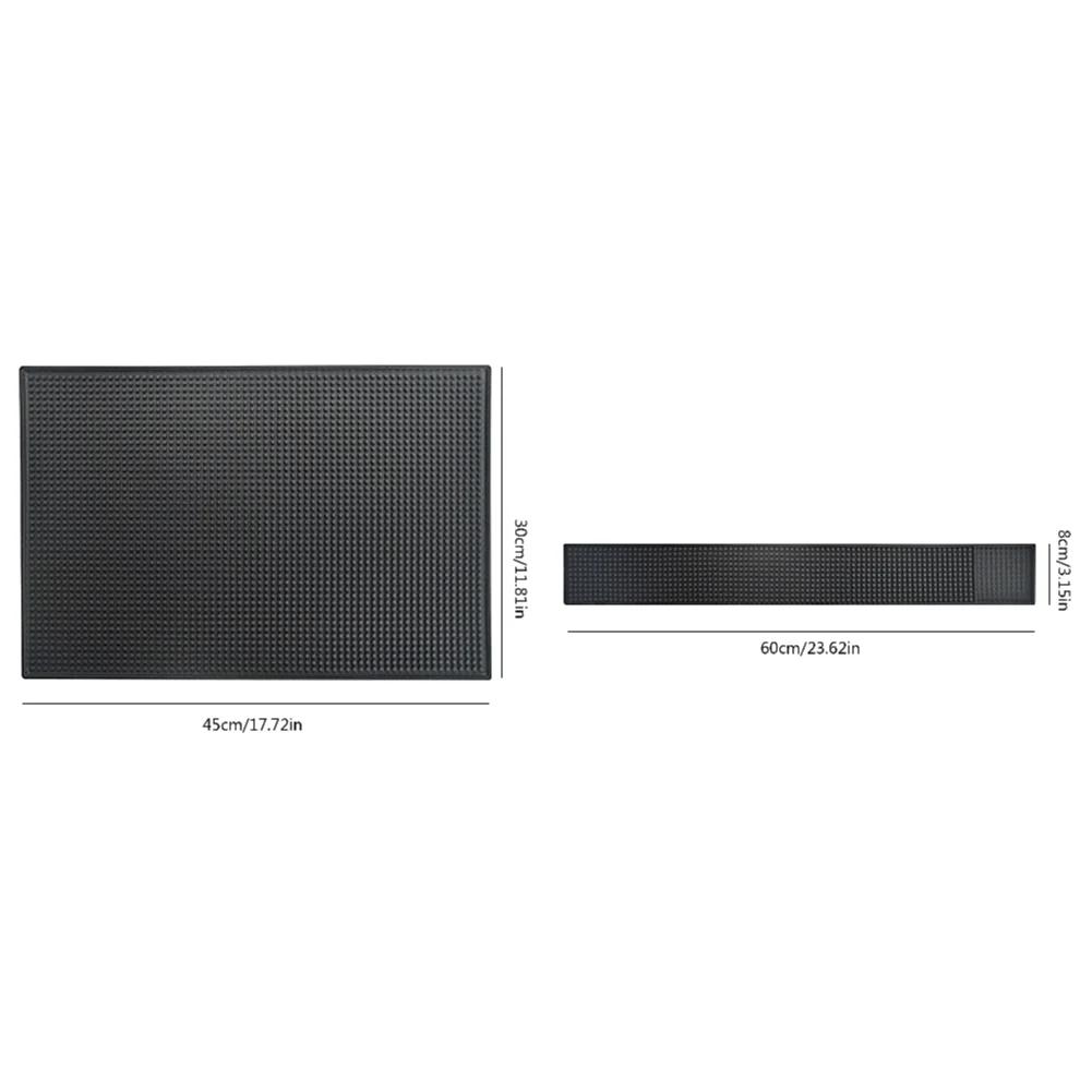 Rubber Bar Mat Coffee Maker Countertop Spill Mats Bar Service Mat Dish Glass Drying Mat for Barista Cocktail Bartender Black