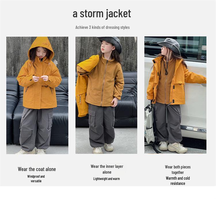 Children's 3-in-1 Autumn/Winter Mountaineering Jacket - Boys' and Girls' Windbreaker 2024