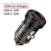 Toocki PD 33W USB Car Charger Fast Charge For iPhone 15 14 13 12 11 ProMax Samsung Huawei Xiaomi POCO Transparent Type C Charger