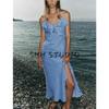 Summer New Product Women clothes Holiday Style V-neck Linen Blend Laminated Decoration Sling Dress 7953757