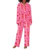 2 Stück/Set Valentinstag Pyjama Schleifendruck Revers Knopfleiste Langarmhemd