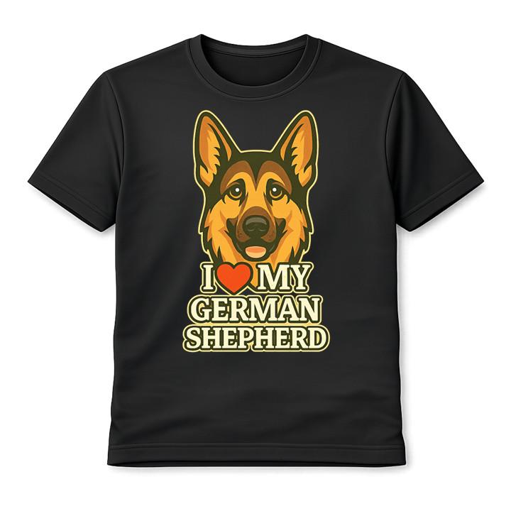 I Love My German Shepherd Cute Dog Unisex T-Shirt GSD Lover Graphic Tee Gift S разноцветный