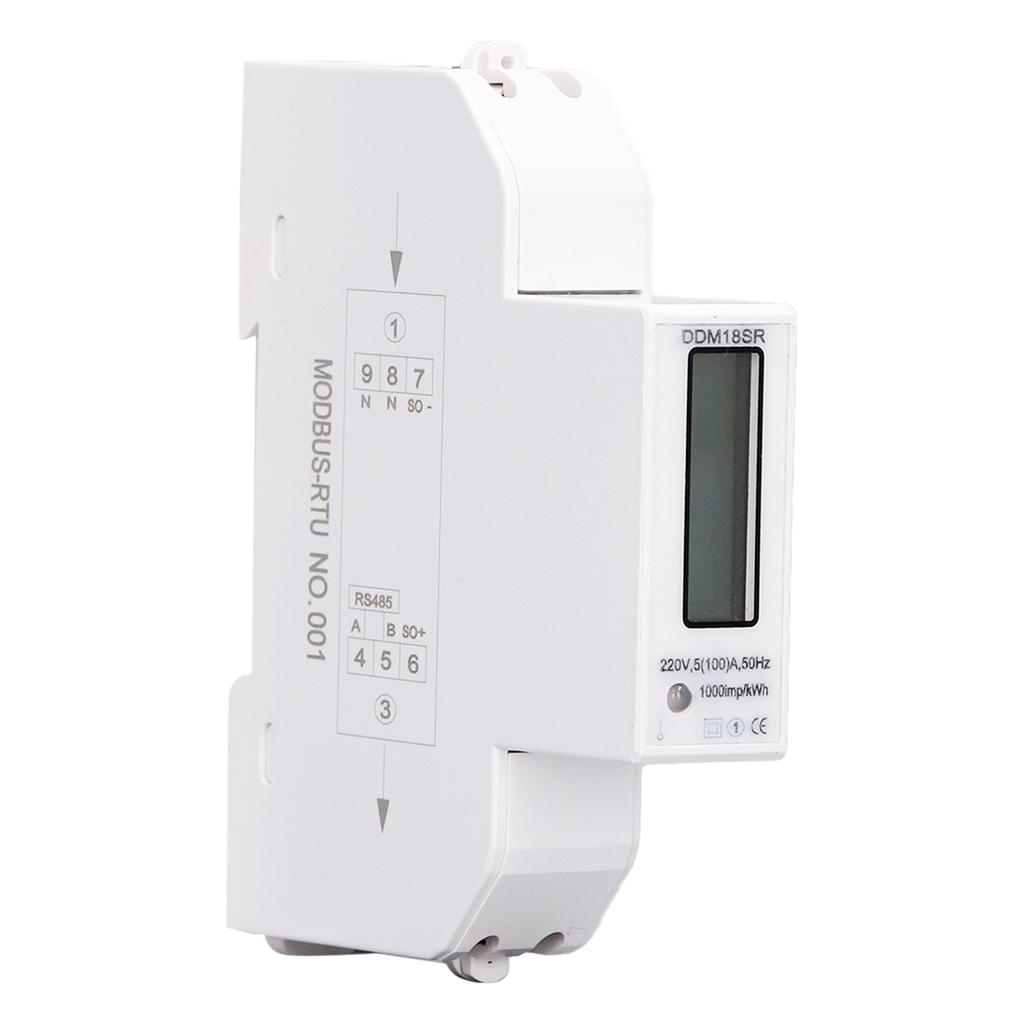 DC220V Electric Energy Meter LCD Display IP51 Waterproof Remote RS485 Single Phase Electricity Usage Monitor 5‑100A