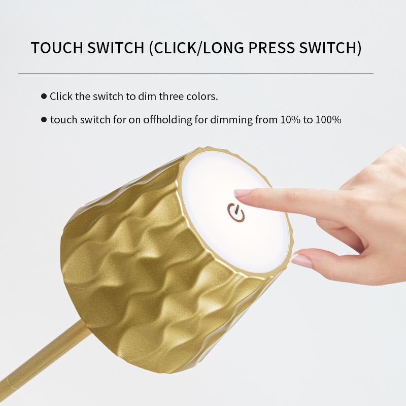 3 Colors Desk Lamp Rechargeable Desktop Night Light Touch Dimming Bedside Lamps Dining Table Light For Hotel Bar Cafe Mood Light