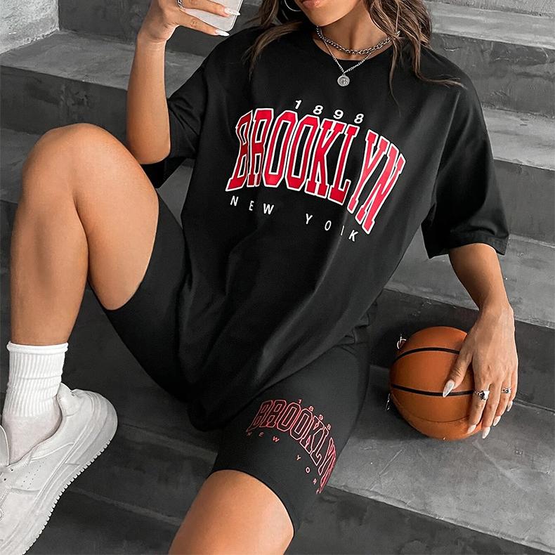 Women's Wearable Homewear Pullover Leisure Suit Women's Pajamas Loose T-shirt Tight Shorts Set