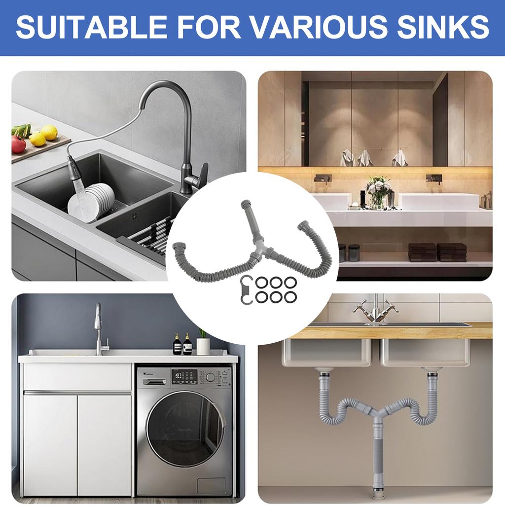 Comprehensive Drainage Kit Adjustable P Trap Drainage Maintenance Convenient Maintenance Design Extendable From 20 To 80 Cm