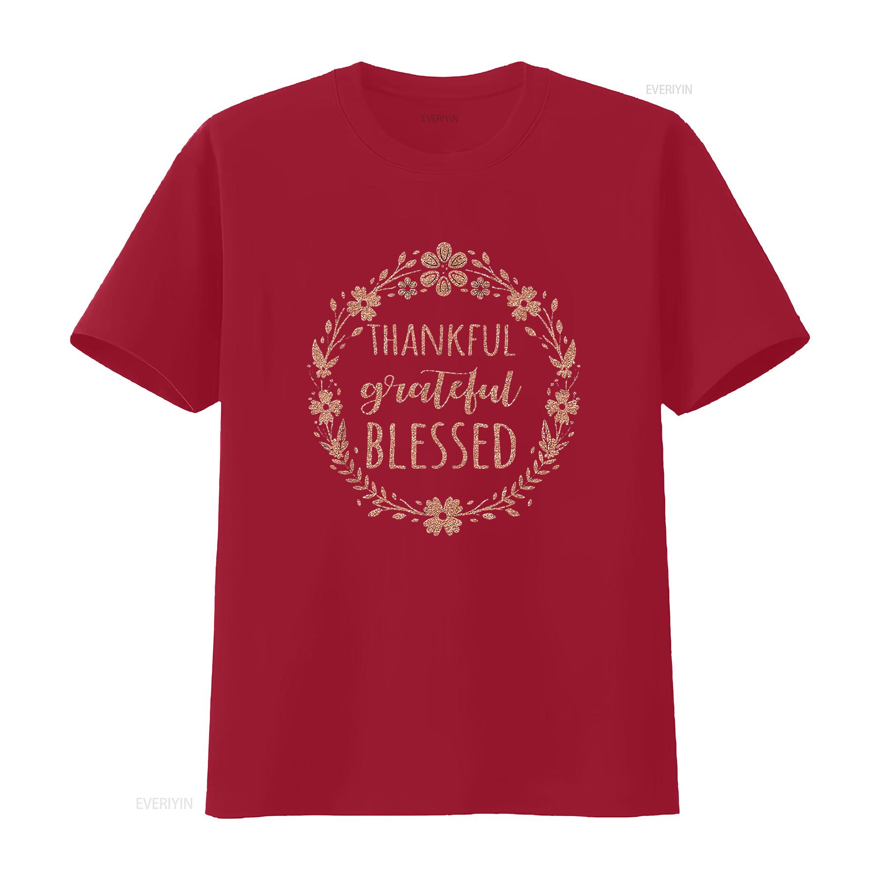 Womens Thankful Grateful Blessed T Shirt Rose Gold Glitter vintage Washed Breathable Stylish fashion graphic Stretched S