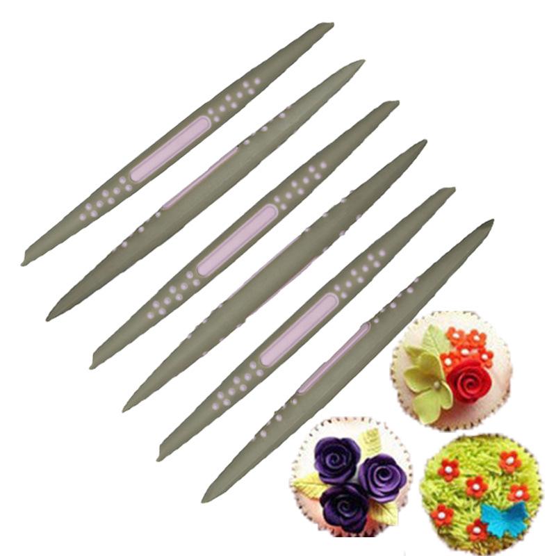 

6-Piece Soft Tip Plastic Fondant Carving and Shaping Tools for DIY Baking Paper Card + 0.3