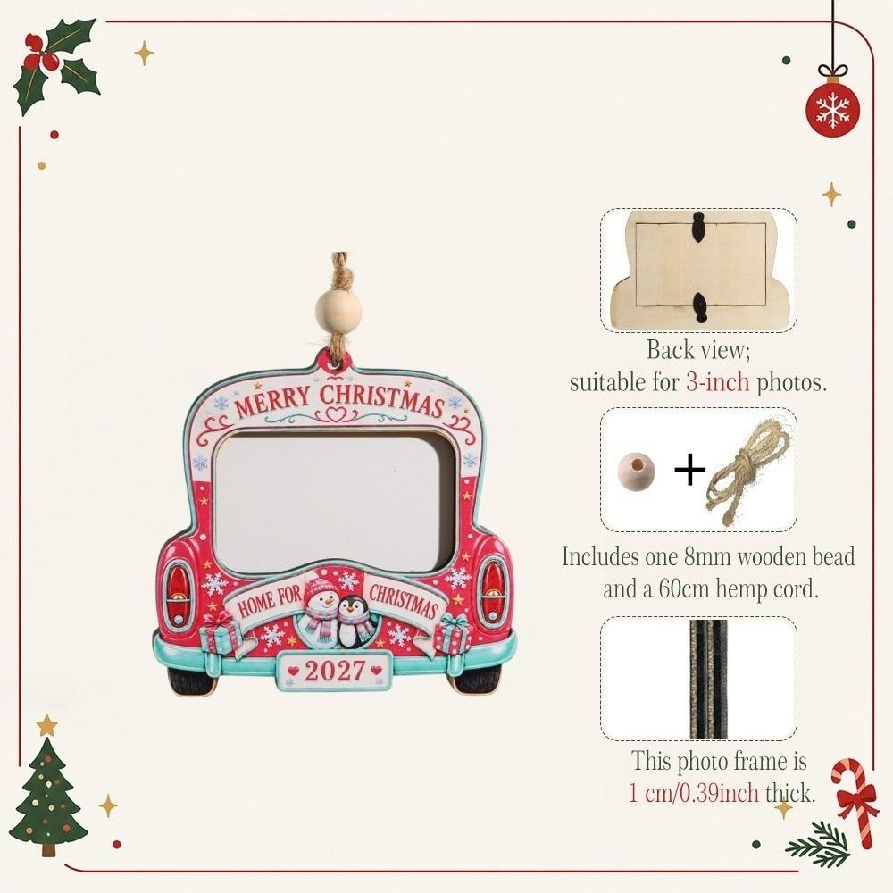DIY Craft Pendant Christmas Photo Frame Wooden Xmas Tree Hanging Decor  Christmas Ornament
