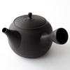 Tokoname-yaki Gyokumitsu Kiln Teapot with Ceramesh Ceramic Tea Strainer (Large Capacity, Approx. 480ml) - Black Kiln-Change Finish with Striped