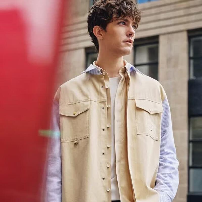 Navigare Men s Loose Fit Striped Long-Sleeve Shirt L