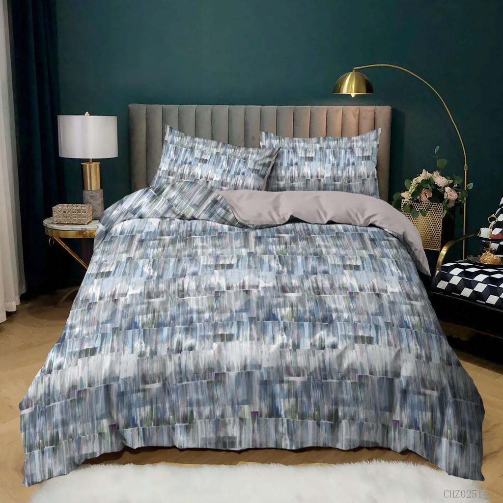 Simple Retro Printing Three-Piece Yama Dark Beast Kit Quilt Cover Bedding