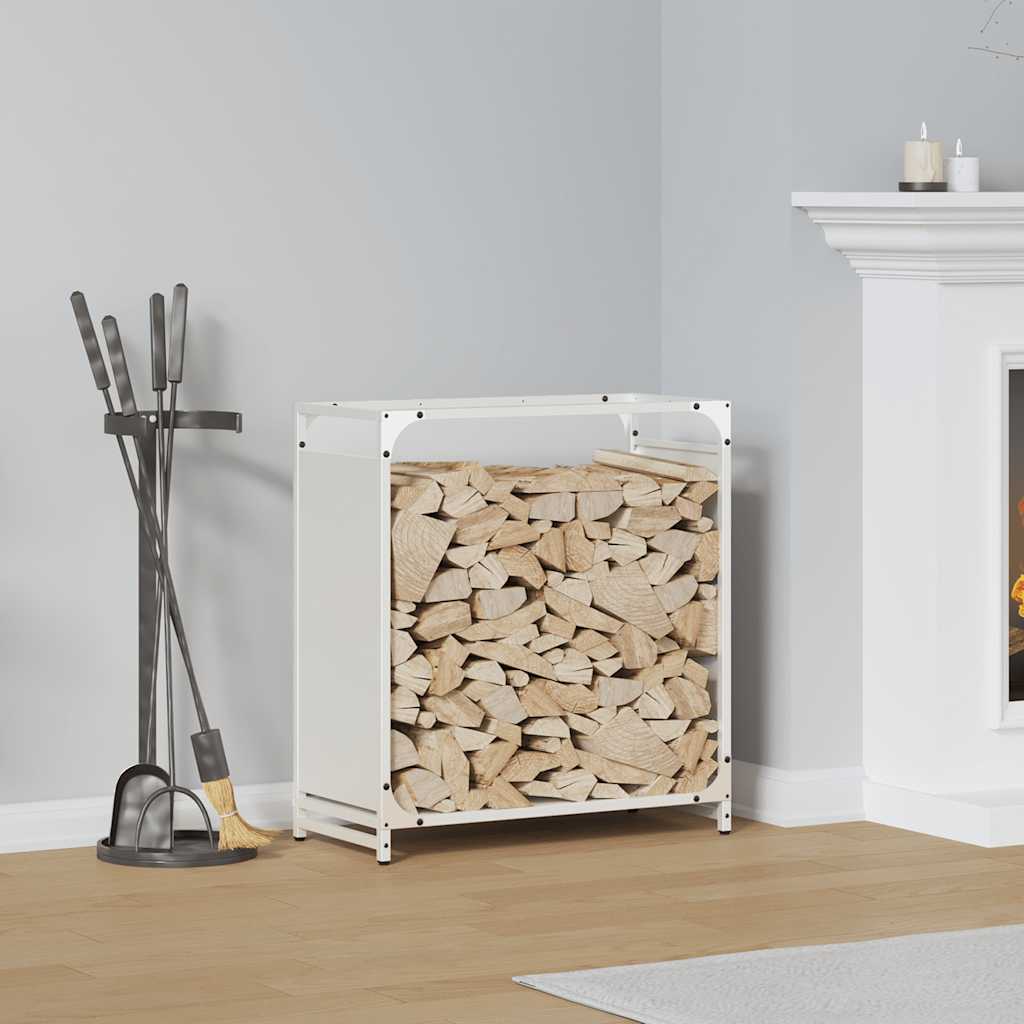 Firewood Rack White 60x28x65 cm Cold Rolled Steel