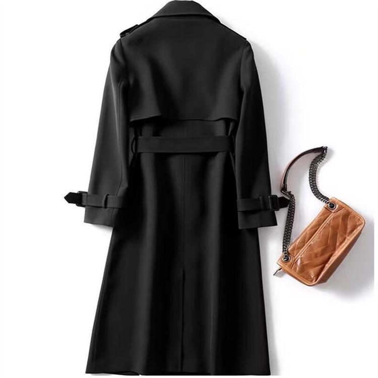Women's Mid-Length Korean-Style Trench Coat, Plus Size & Petite, Trendy British Over-the-Knee Outerwear