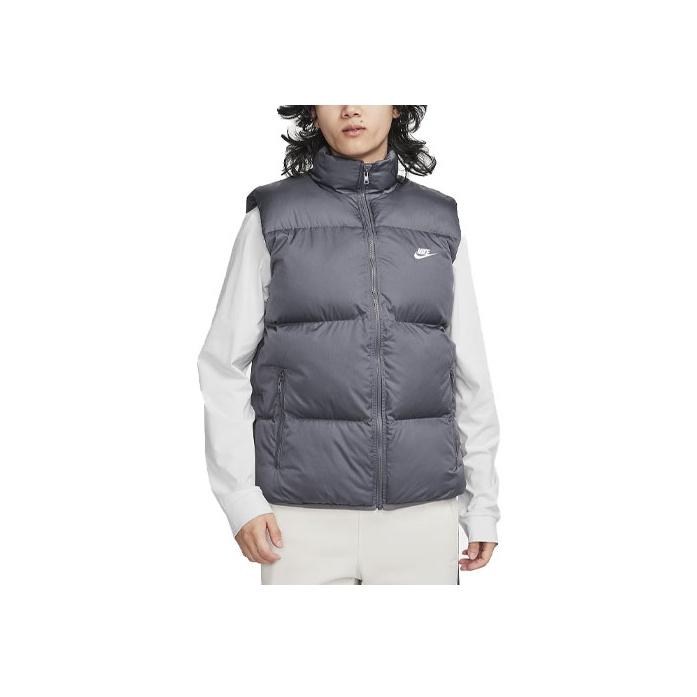 Nike Solid Color Logo Stand Collar Cotton Vest Men Vests Gray FB7374-068