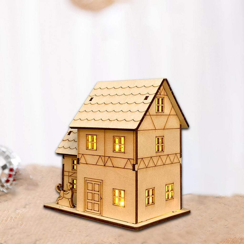Unfinished Wood House Living Room Sculpture Festival Village Christmas Scene