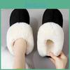Slippers Solid Color Home Warm Soft Sole Platform Plush Lined Backless Shoes Round Toe Indoor Fluffy Shoes