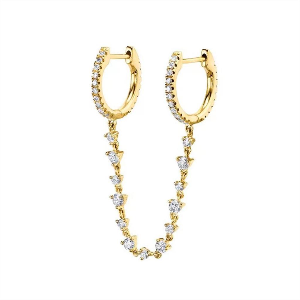 Design Stainless Steel Cubic Zirconia Hoop Earrings For Women Gold Color Pendant Cartilage Piercing Earring Unusual Jewelry
