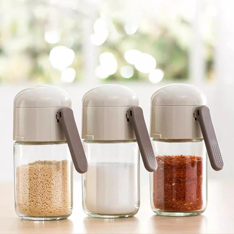 Control uniform din sticlă Piper Sare Condiment Zahăr Sticla de condimente Presare Recipient Depozitare Borcan de condimente pentru grătar