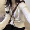 Korean Elegant V-Neck Knit Cardigan – Slim Fit, Long-Sleeved, Early Autumn Sweater for Women