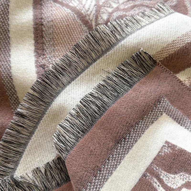 Light Luxury Thickened Imitation Cashmere Scarf Leaf Tassel Premium Scarf Women's Shawl
