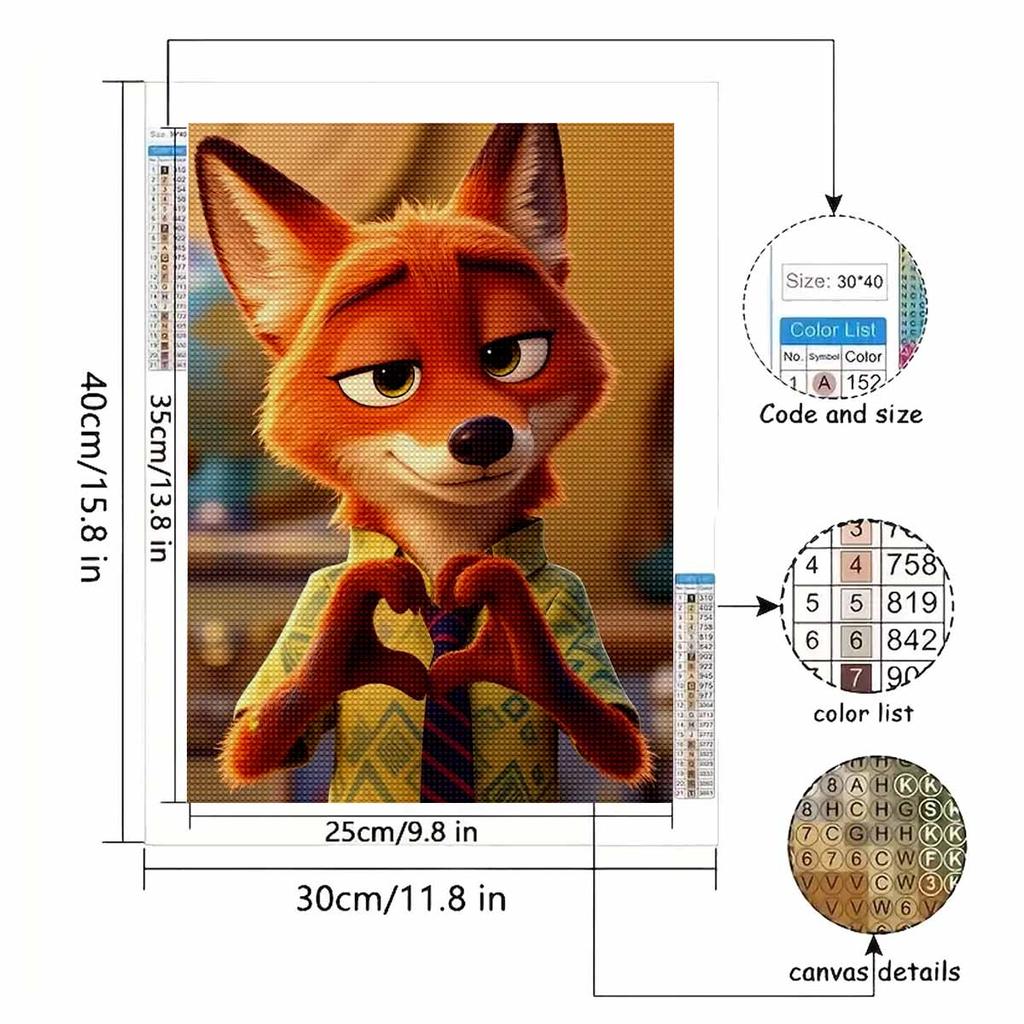 DIY Diamond Painting Handsome Fox Cross Stitch Kit Mosaic Art Diamond Painting Full Circle Diamond Home Decoration
