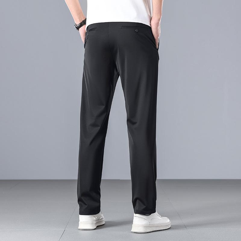 Summer mulberry silk high elastic casual pants youth versatile straight slim casual pants men's thin comfortable casual pants men's